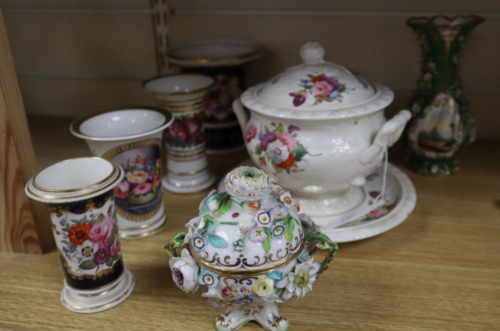 A group of English porcelain vessels, c. 1815-1835,